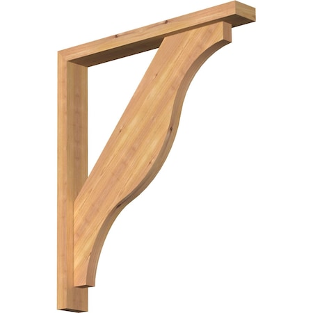 Ekena Millwork Funston Block Smooth Bracket w/ Offset Brace, Western Red Cedar, 3 1/2"W x 26"D x 30"H BKT0402X26X30FST05SWR